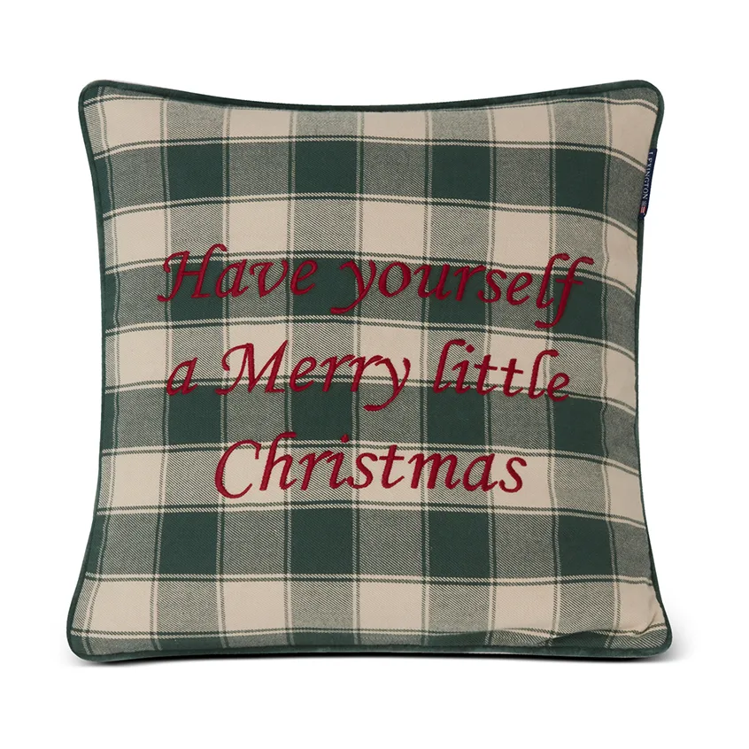 Checked Organic Cotton Flanell putetrekk 50 x 50 cm, Merry Little Christmas Lexington