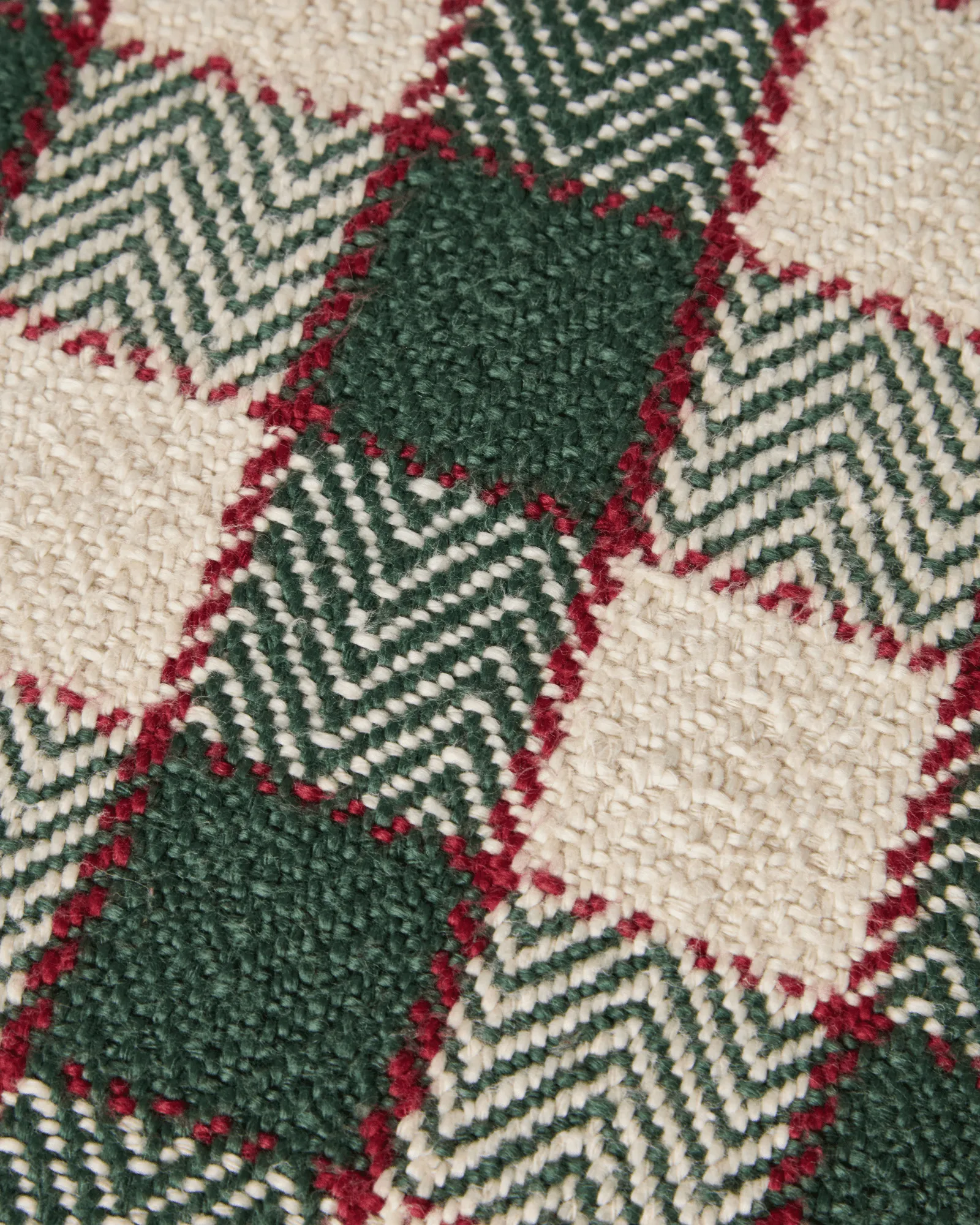 Checked organic cotton fringe putetrekk, Green-light beige-red Lexington