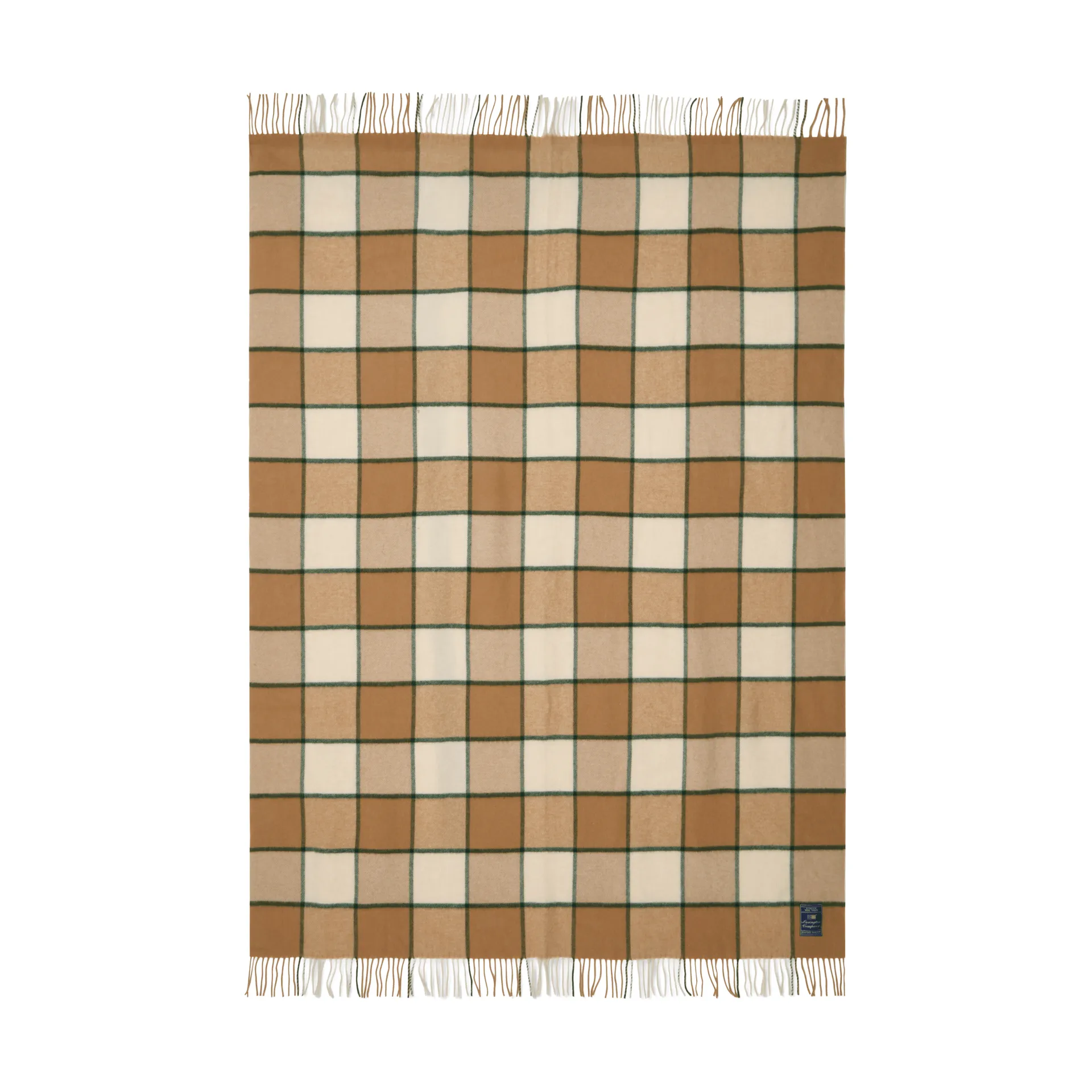 Checked Recycled Wool pledd 130 x 170 cm, Beige-Light beige-green Lexington
