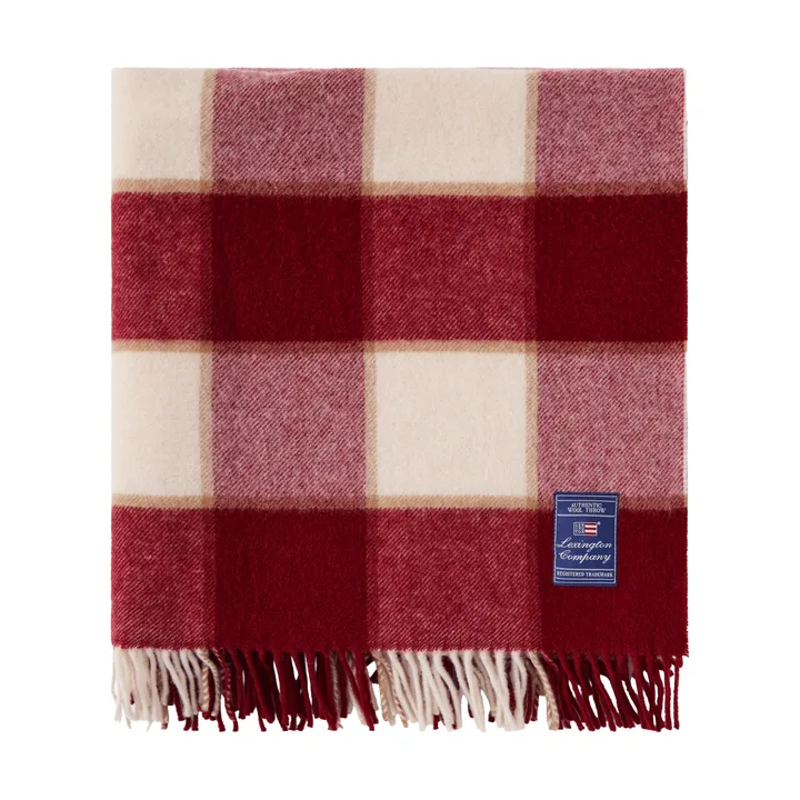Checked Recycled Wool pledd 130 x 170 cm - Red-Light beige-beige - Lexington