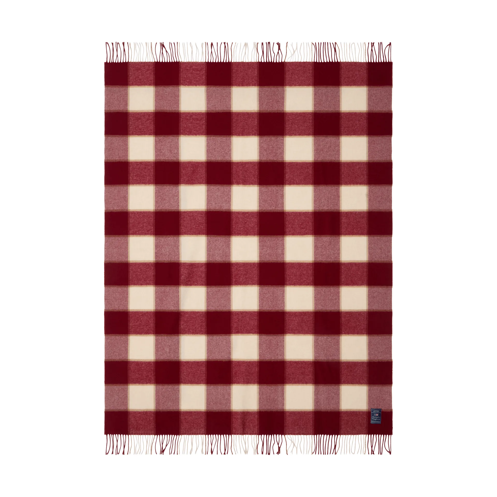 Checked Recycled Wool pledd 130 x 170 cm, Red-Light beige-beige Lexington