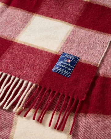 Checked Recycled Wool pledd 130 x 170 cm - Red-Light beige-beige - Lexington