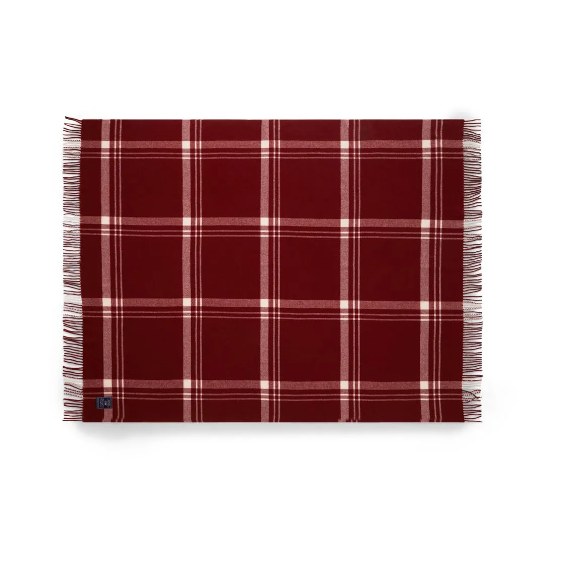 Checked Recycled Wool pledd 130 x 170 cm, Red-white Lexington
