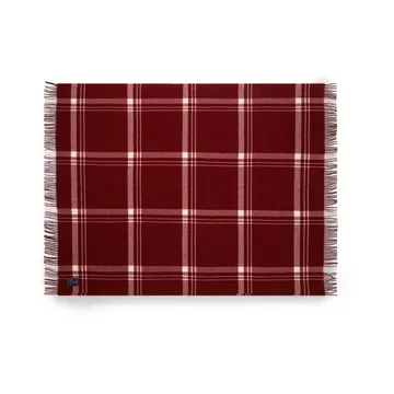 Checked Recycled Wool pledd 130 x 170 cm - Red-white - Lexington