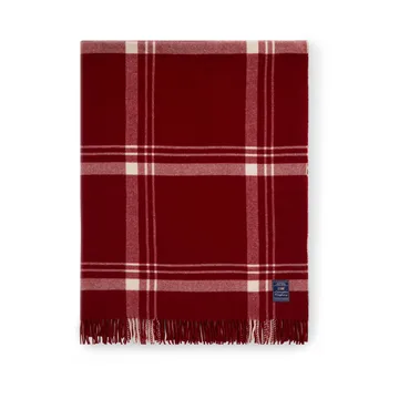 Checked Recycled Wool pledd 130 x 170 cm - Red-white - Lexington