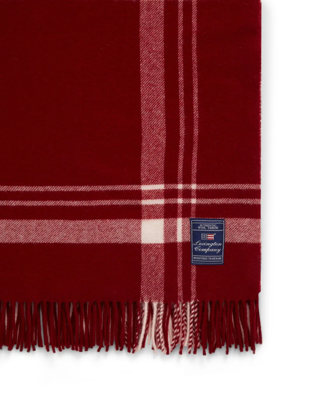 Checked Recycled Wool pledd 130 x 170 cm, Red-white Lexington