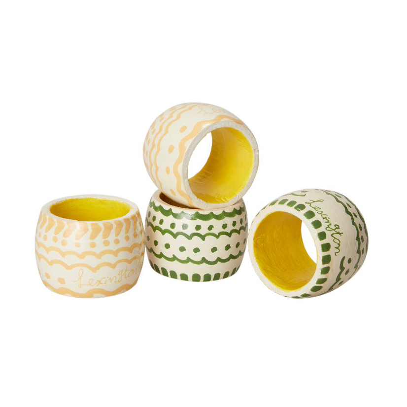 Lexington Easter Ring in Wood serviettring 4-pack Green-yellow