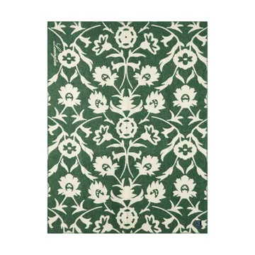 Flower jacquardvevd ullpledd - Green-Light beige - Lexington