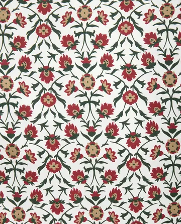 Flower printed cotton sateen putetrekk 50x90 cm - White-red-green-beige - Lexington