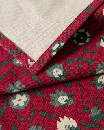 Flower printed økologisk bomullserviett - Red-beige-green - Lexington