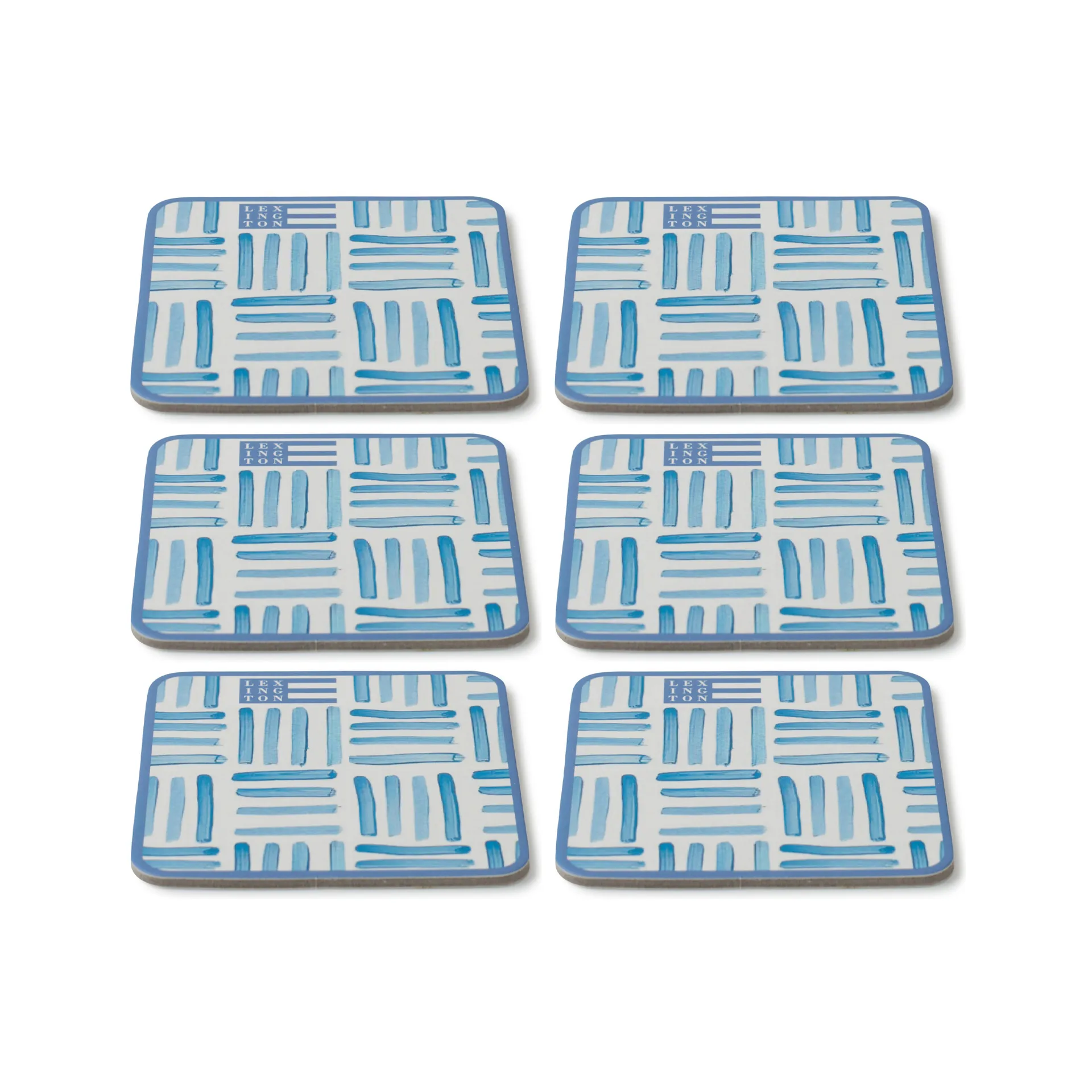 Graphic Printed glassunderlag 6-pakning, Blue-White Lexington