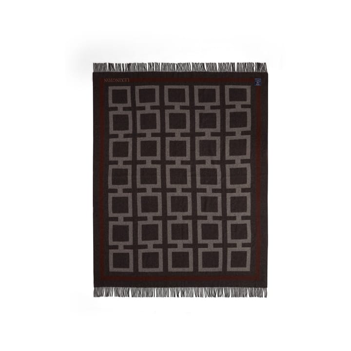 Graphic Recycled Wool pledd 130 x 170 cm, Dark gray-white-brown Lexington