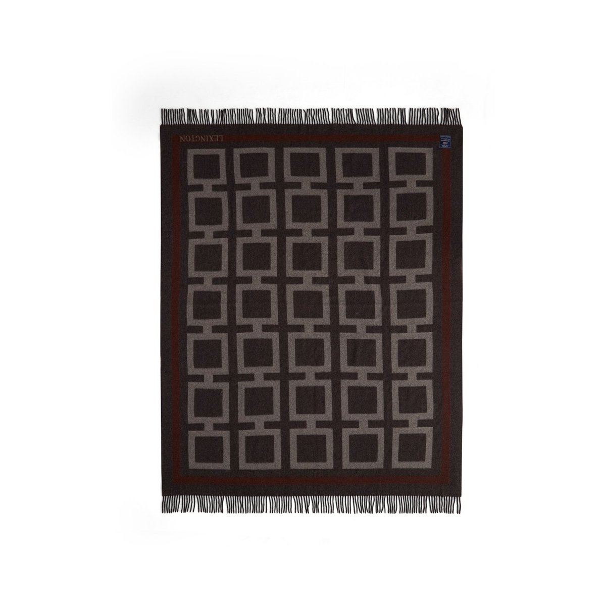 Lexington Graphic Recycled Wool pledd 130 x 170 cm Dark gray-white-brown