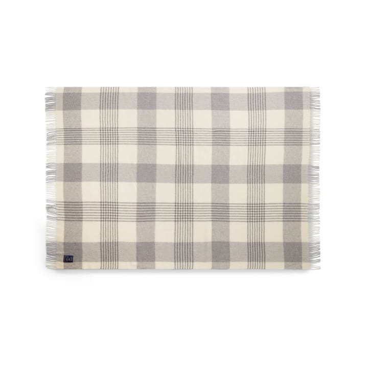 Gray Checked Recycled Wool pledd 130x170 cm - Gray-white - Lexington