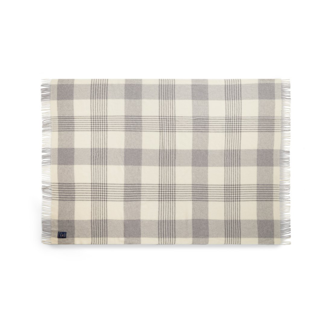 Lexington Gray Checked Recycled Wool pledd 130×170 cm Gray-white