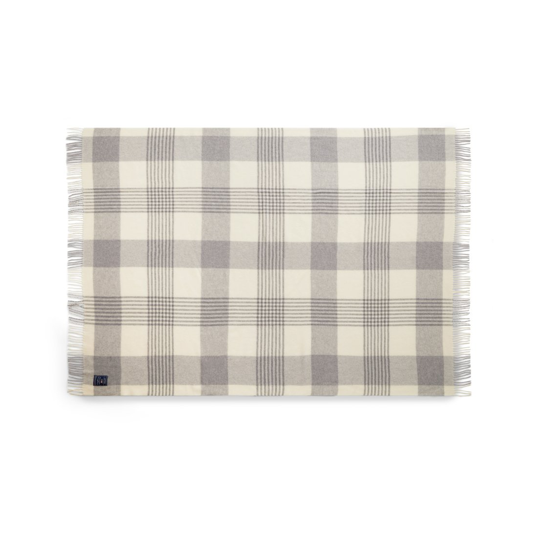 Lexington Gray Checked Recycled Wool pledd 130x170 cm Gray-white