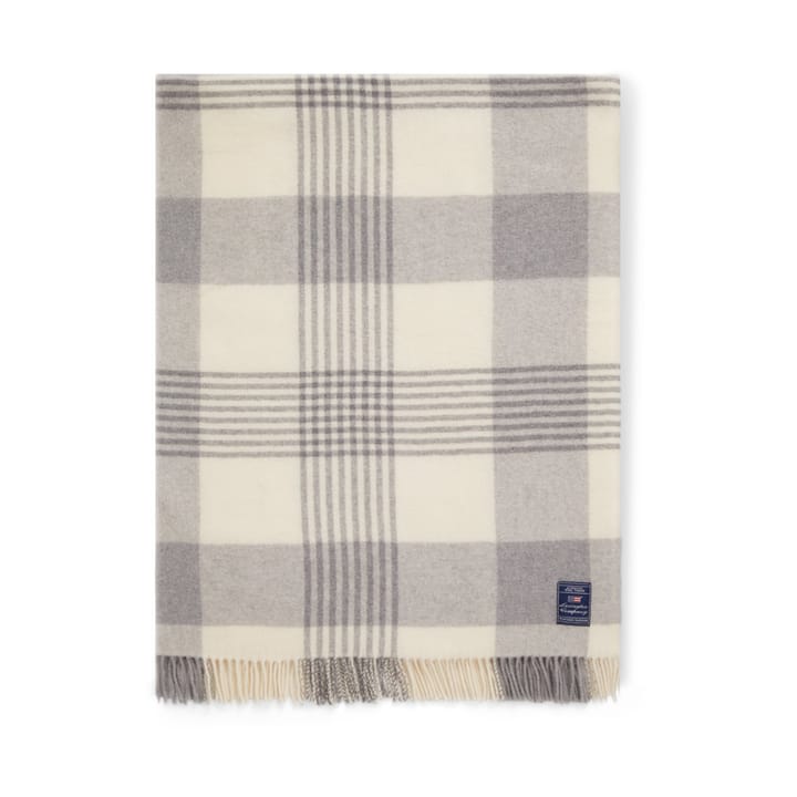 Gray Checked Recycled Wool pledd 130x170 cm, Gray-white Lexington