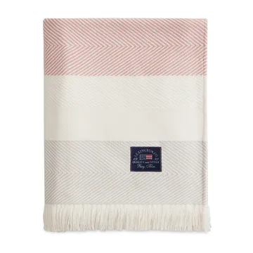 Herringbone Striped Recycled bomullspledd - Hvit-rosa - Lexington