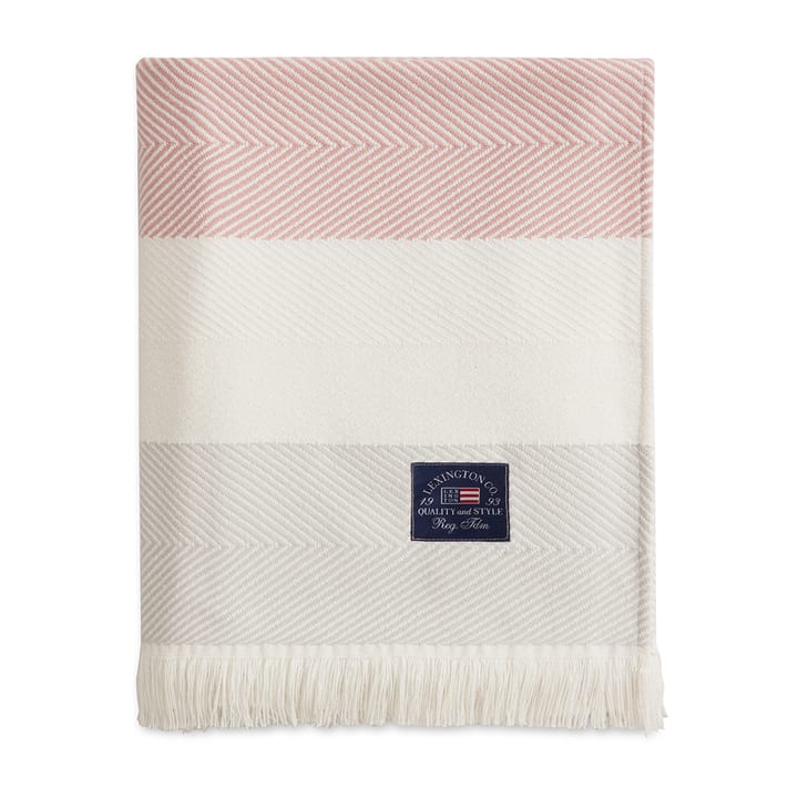 Herringbone Striped Recycled bomullspledd, Hvit-rosa Lexington