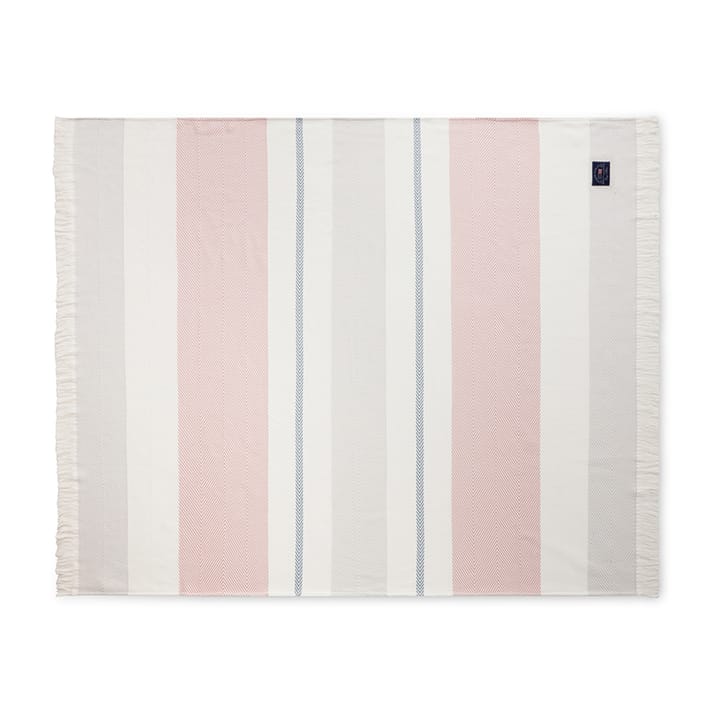 Herringbone Striped Recycled bomullspledd, Hvit-rosa Lexington