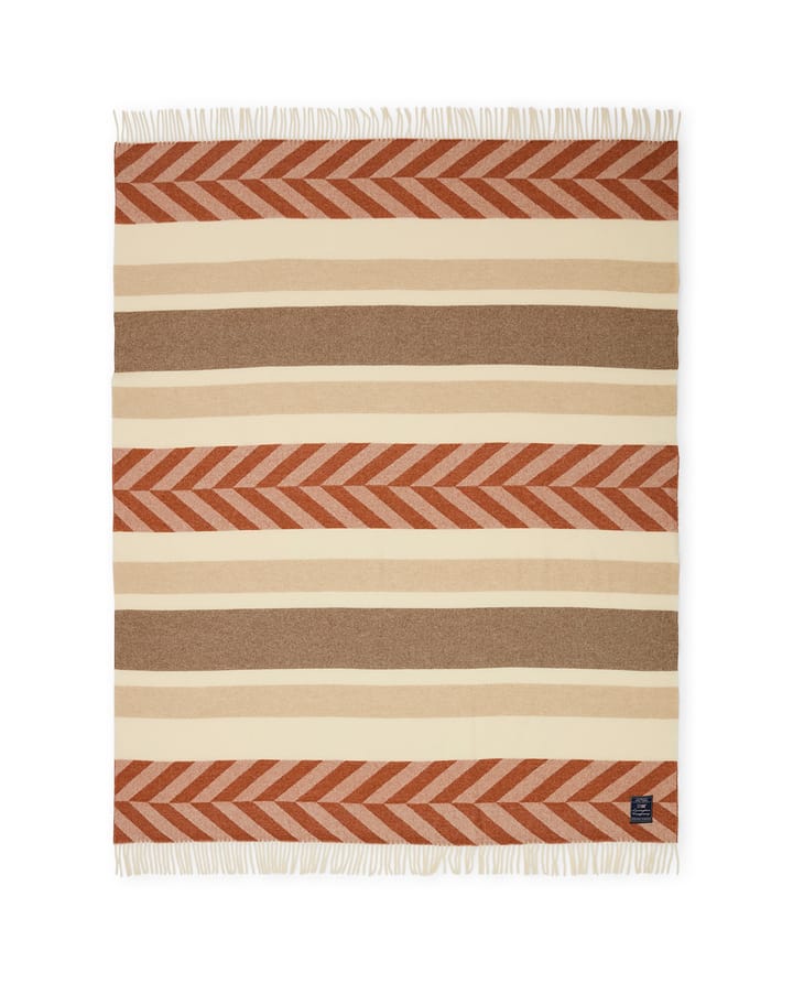 Herringbone Striped Recycled Wool pläd 130x170 cm, Copper-brown Lexington