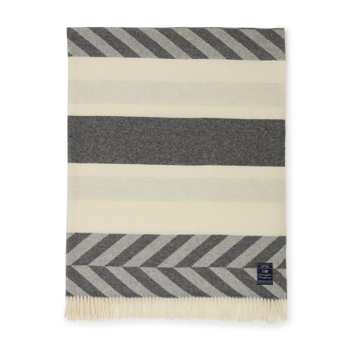 Herringbone Striped Recycled Wool pläd 130x170 cm, Gray-offwhite Lexington