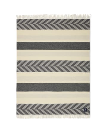 Herringbone Striped Recycled Wool pläd 130x170 cm - Gray-offwhite - Lexington