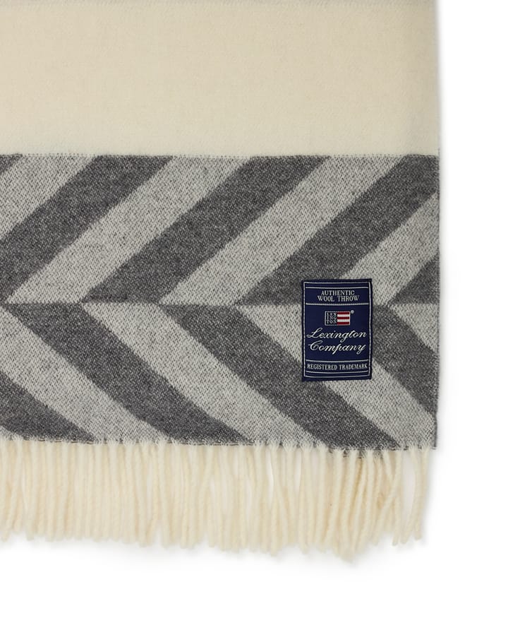 Herringbone Striped Recycled Wool pläd 130x170 cm, Gray-offwhite Lexington