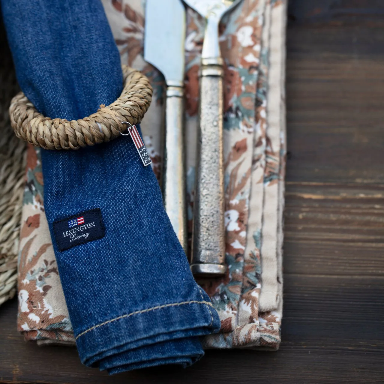 Icons Denim serviett 50x50 cm, Denim blue Lexington