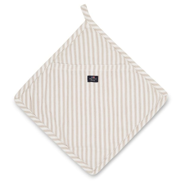 Icons Herringbone Striped grytelapp, Beige-white Lexington