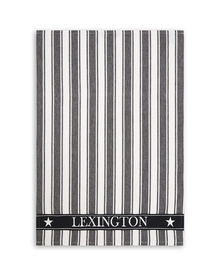 Icons Striped kjøkkenhåndkle Waffle 50x70 cm, Svart-hvit Lexington