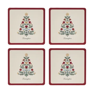 Lexington laminerte glassunderlag - Red-light beige, 9x9 cm, 4-pakning - Lexington