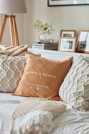 Life's A Beach Embroidered putetrekk 50 x 50 cm - Beige-hvit - Lexington