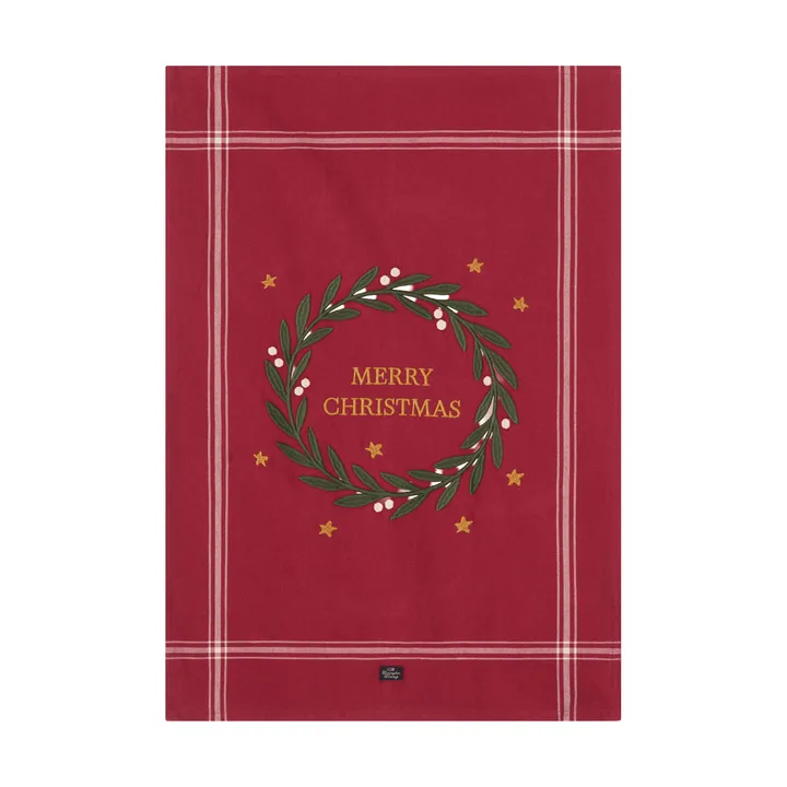 Merry Christmas Org Cotton kjøkkenhåndkle 50 x 70 cm - Red-Light beige - Lexington
