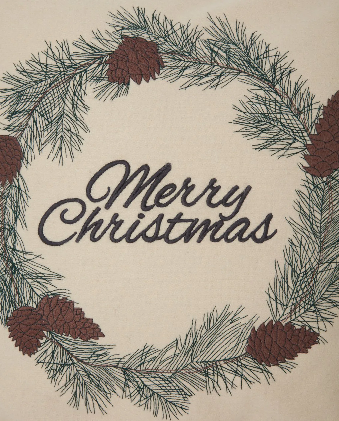 Merry Christmas Wool Mix putetrekk 50 x 50 cm, White-green-beige Lexington