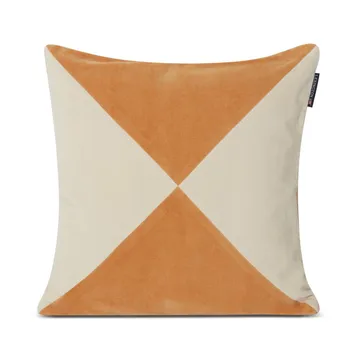 Patched Organic Cotton Velvet putetrekk 50 x 50 cm - Mustard-light beige - Lexington