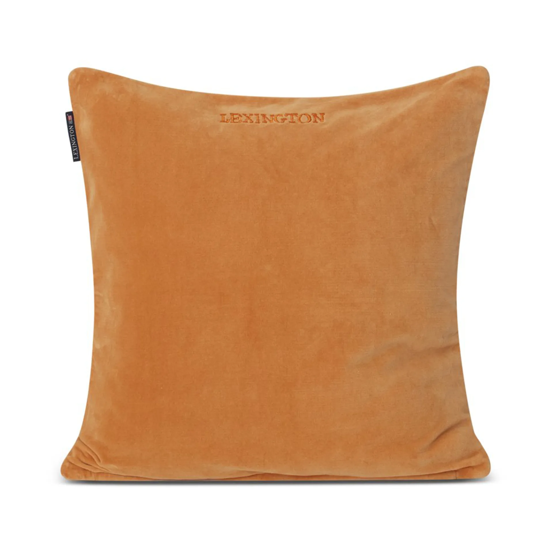 Patched Organic Cotton Velvet putetrekk 50 x 50 cm, Mustard-light beige Lexington