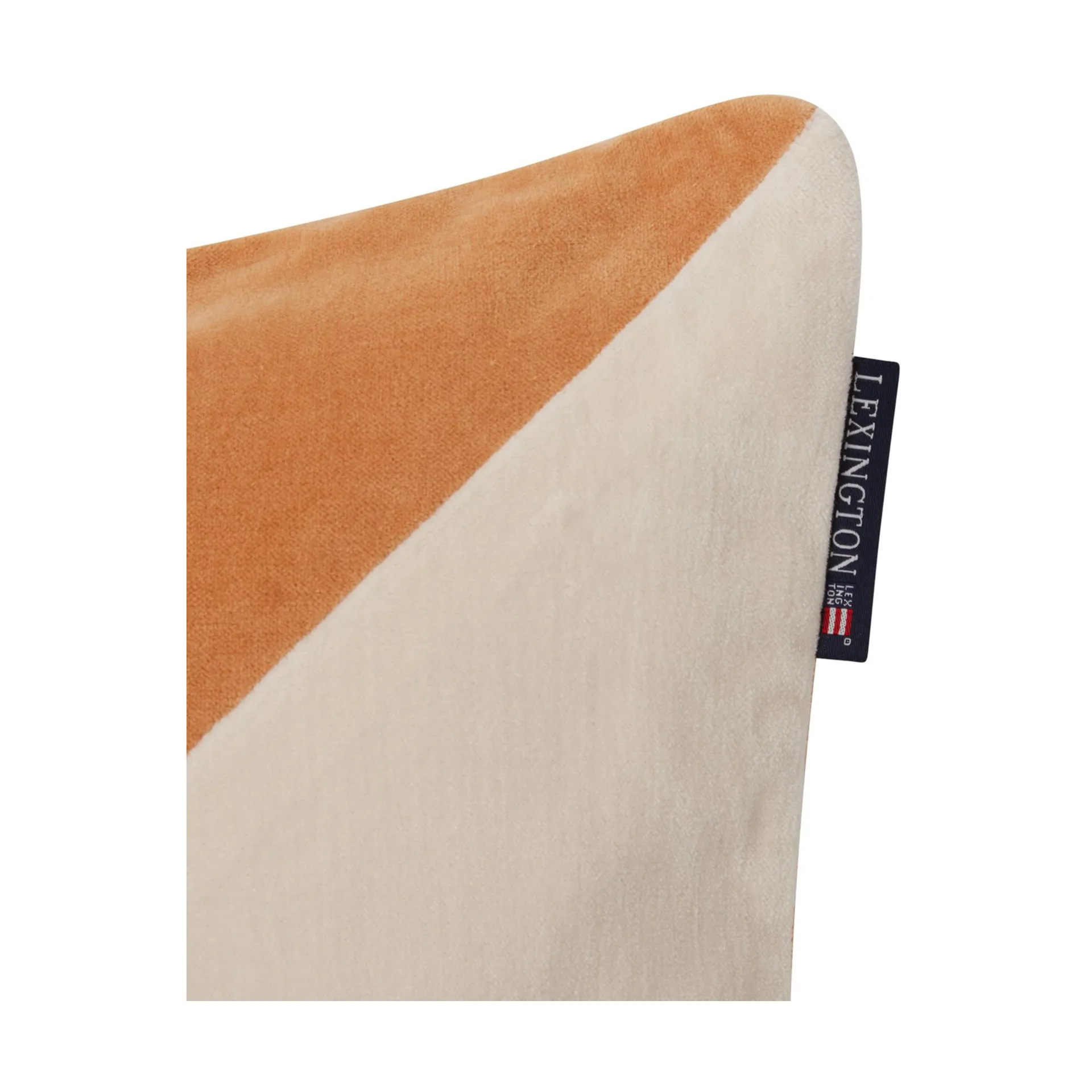 Patched Organic Cotton Velvet putetrekk 50 x 50 cm, Mustard-light beige Lexington