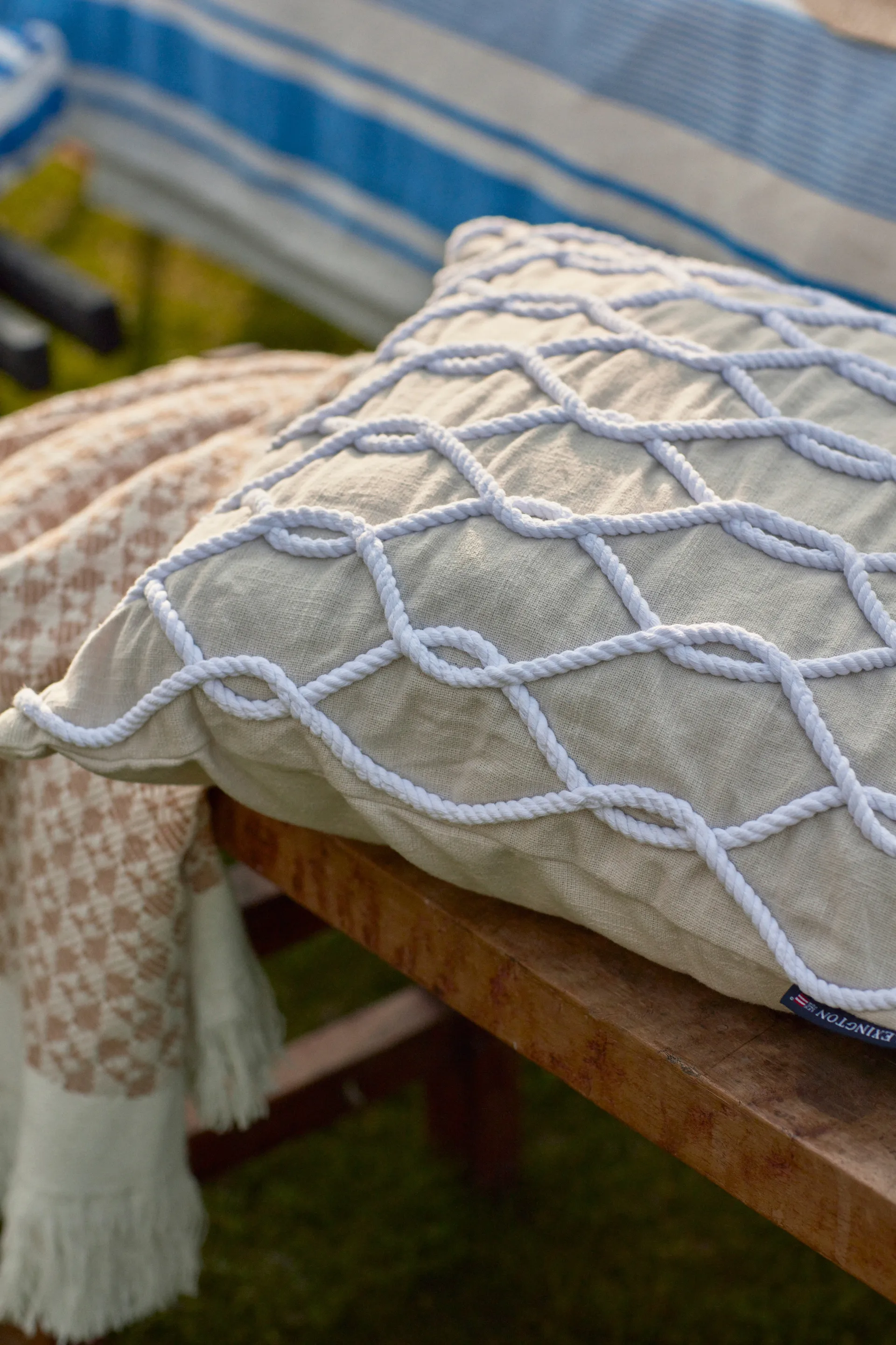 Rope Deco Canvas putetrekk 50 x 50 cm, Lys beige-hvit Lexington