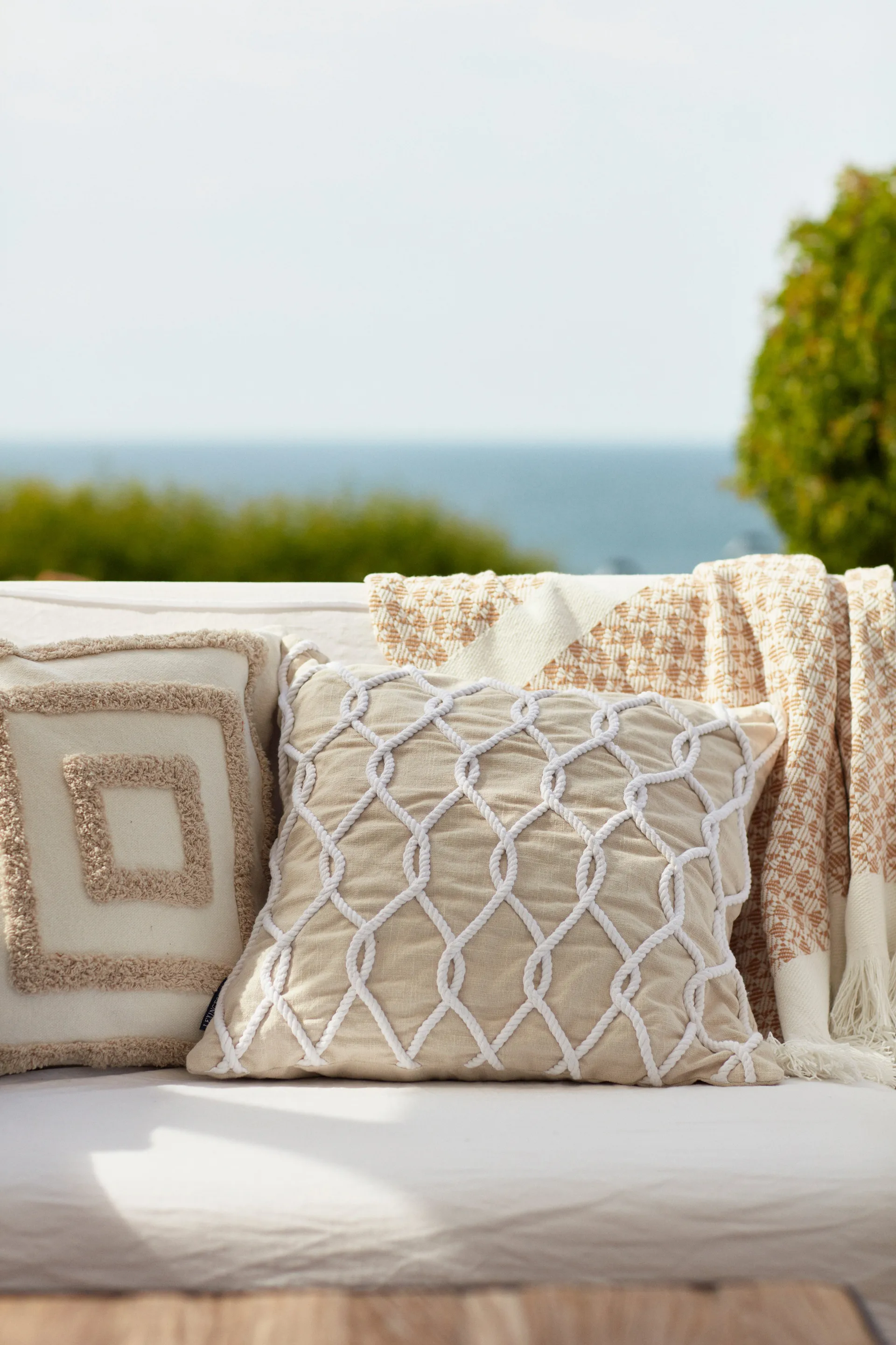 Rope Deco Canvas putetrekk 50 x 50 cm, Lys beige-hvit Lexington