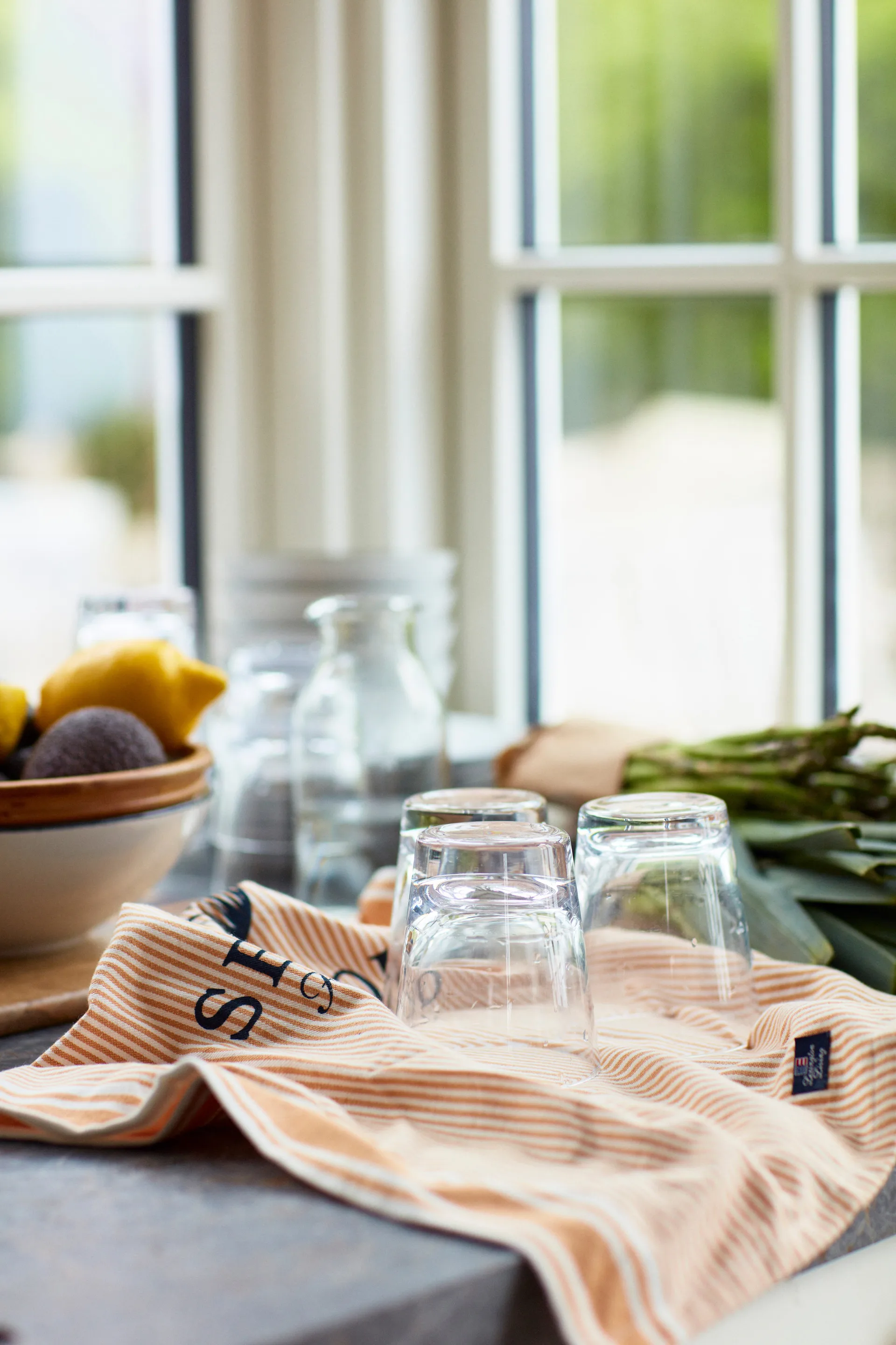 Seafood Striped & Printed kjøkkenhåndkle 50 x 70 cm, Beige-hvit Lexington