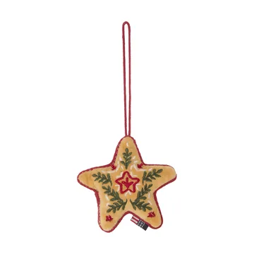 Star økologisk fløyelsbomull juleanheng - Multi, 10x11x3 cm - Lexington