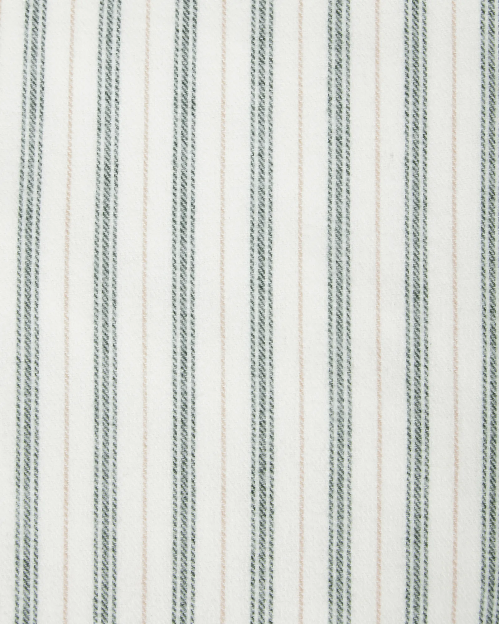 Stripe cotton flannel putetrekk, White-green-beige, 50x60 cm Lexington
