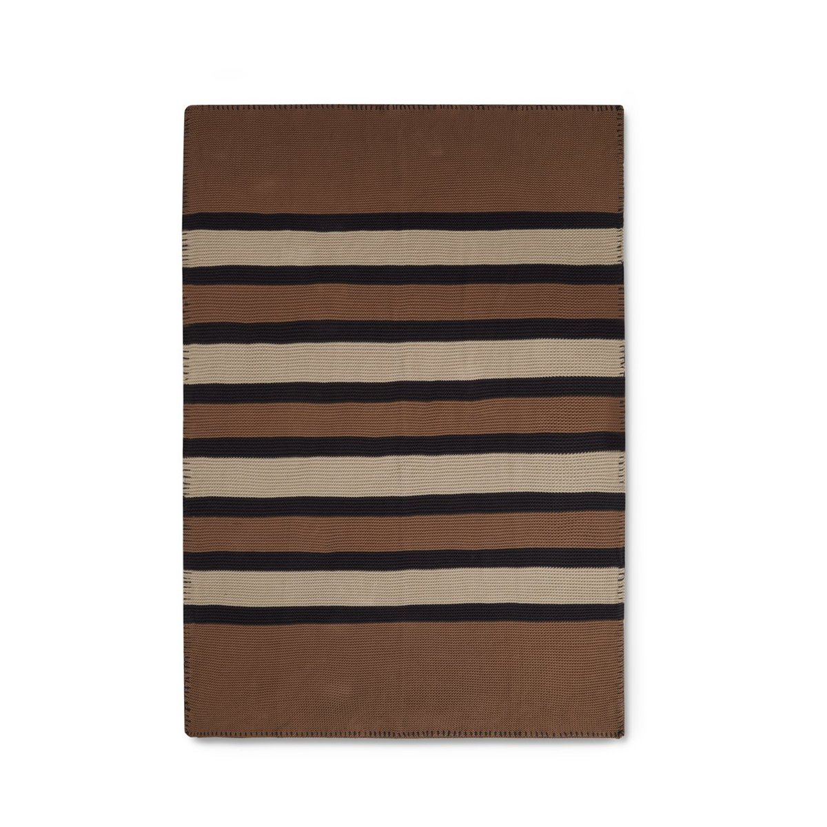 Lexington Striped Knitted Cotton pledd 130 x 170 cm Brown-beige-dark gray