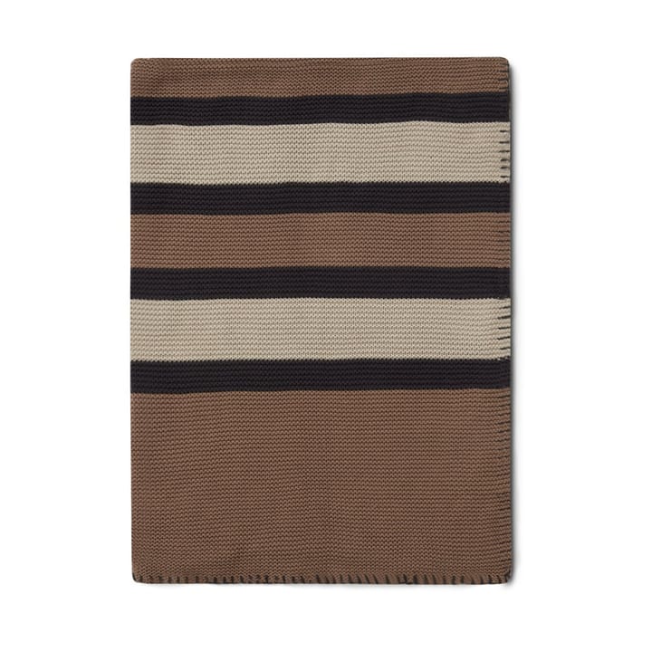 Striped Knitted Cotton pledd 130 x 170 cm, Brown-beige-dark gray Lexington