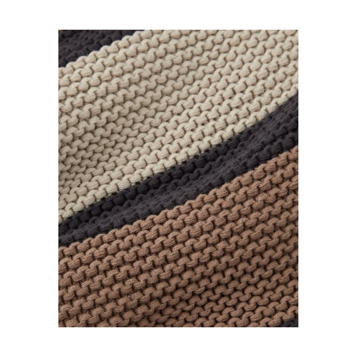 Striped Knitted Cotton pledd 130 x 170 cm, Brown-beige-dark gray Lexington