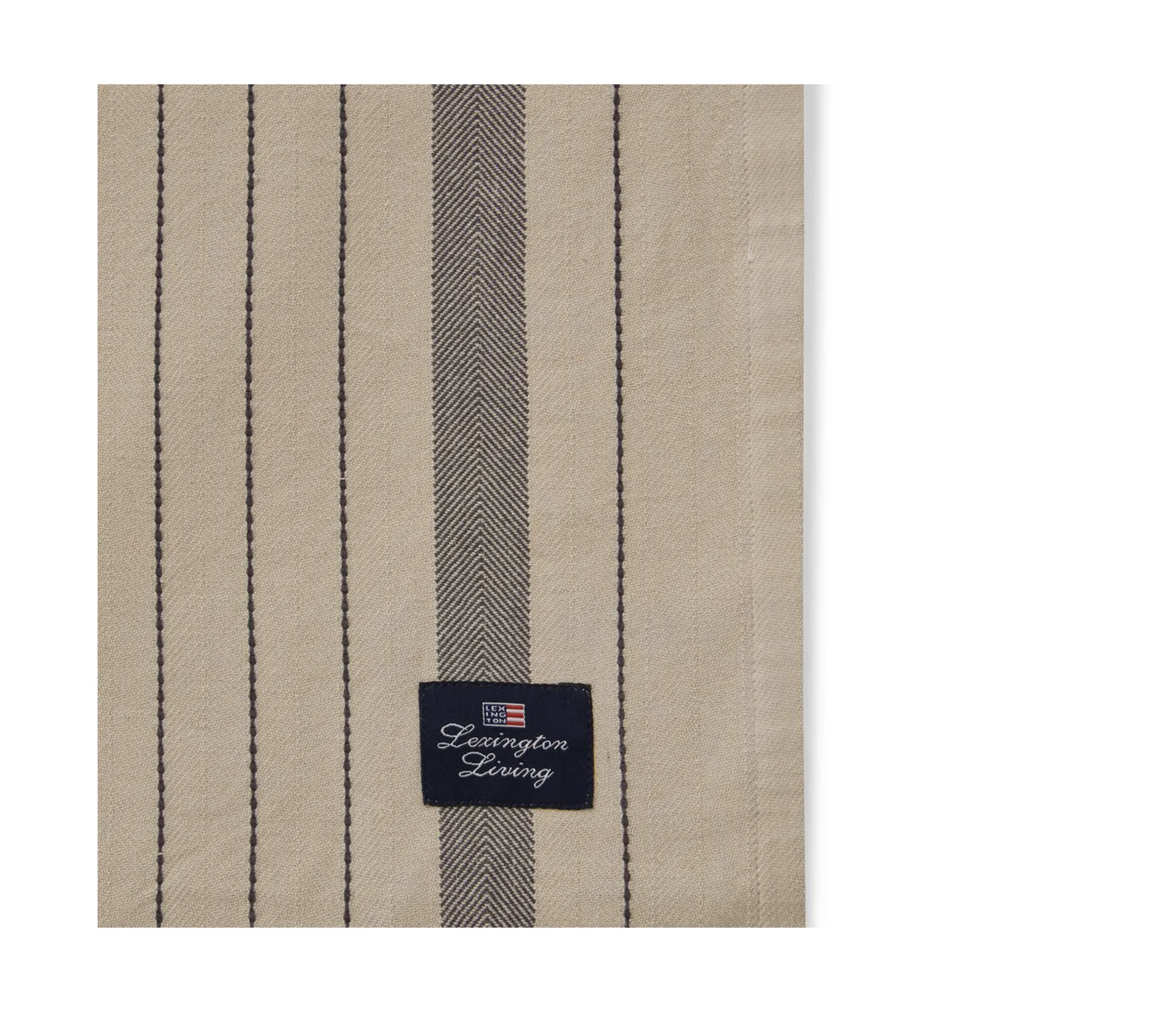Striped Organic Cotton duk 150 x 250 cm, Beige-dark gray Lexington