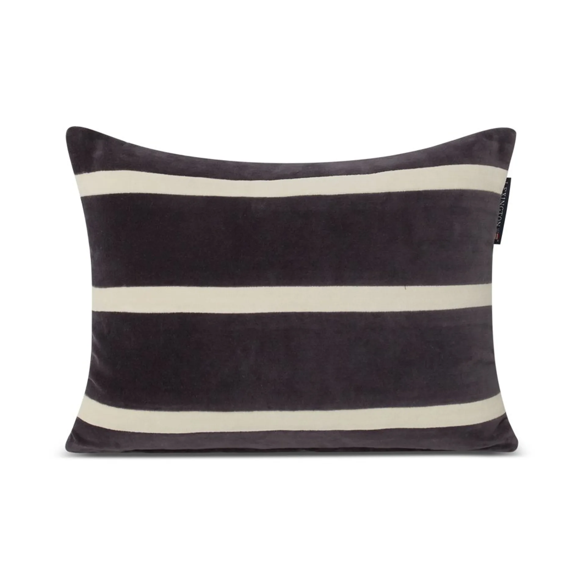 Striped Organic Cotton Velvet pute 30 x 40 cm, Dark gray-light beige Lexington
