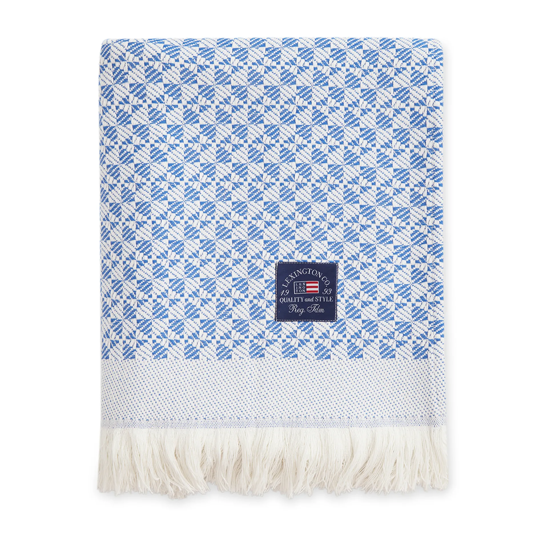 Striped Structured Recycled bomullspledd 130 x 170 cm
, Blå-hvit Lexington