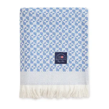 Striped Structured Recycled bomullspledd 130 x 170 cm
 - Blå-hvit - Lexington